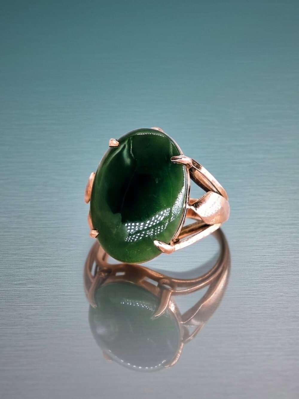 Nephrite Jade Vintage Ring, Size 5 US, Estate Jewelry, Collectible Retro Gift